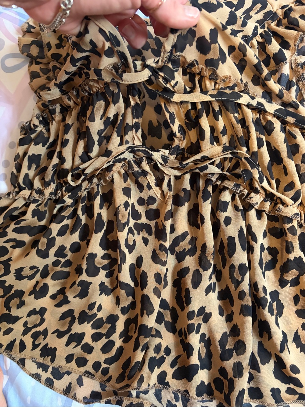 Leopard Print Ruffled Top - Picture 2 of 3